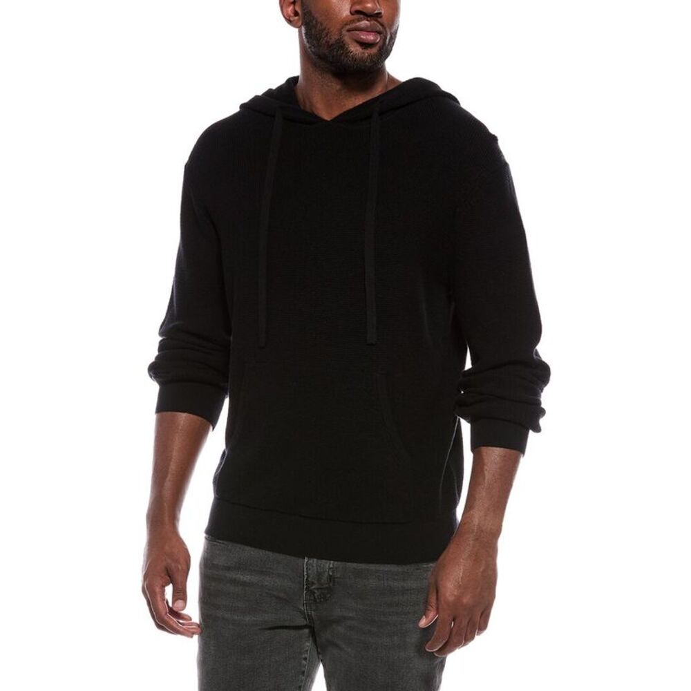 Atm Anthony Thomas Melillo Mens  Waffle Cashmere-Blend Hoodie, Black